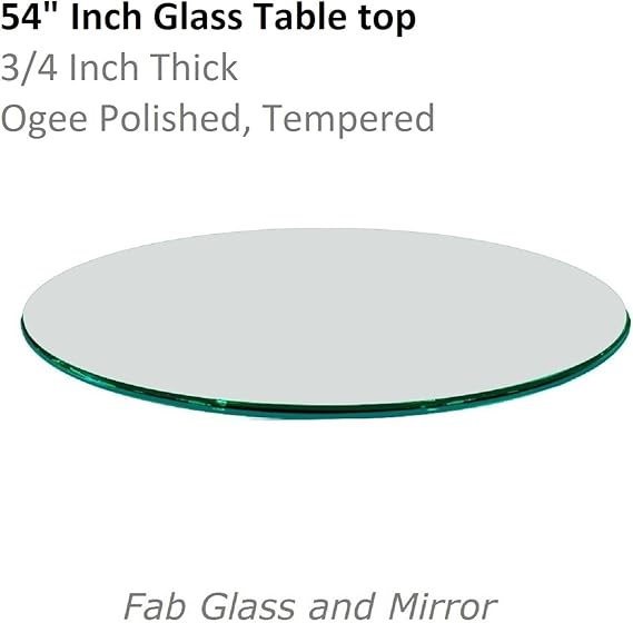Fab Glass and Mirror 54 Inch Round 3/4 Inch Thick Ogee Tempered Glass