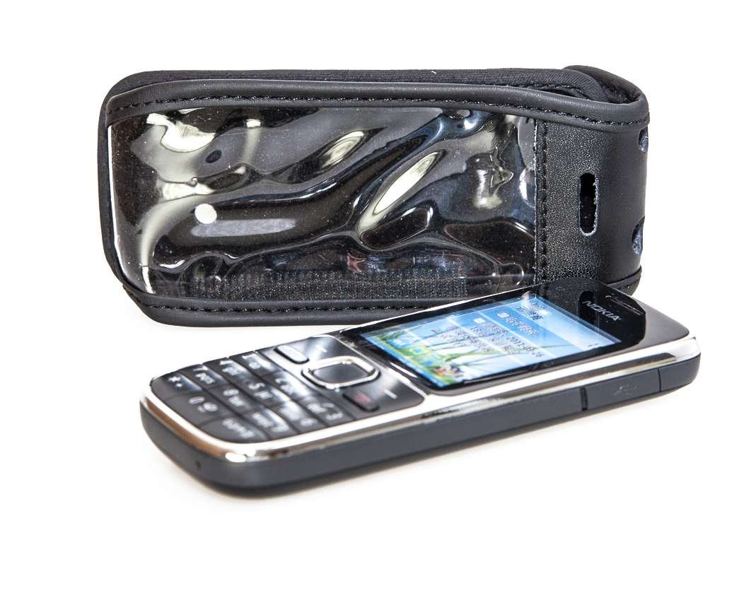 caseroxx Leather-Case with belt clip compatible with Nokia C2-01 made from genuine leather, Pouch with belt clip and viewing window in black