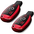 Intermerge for Mercedes Benz Key Fob Cover, Premium Soft TPU Key Case Cover Compatible with Mercedes Benz C E S M CLS CLK G Class Keyless Smart Key Fob_Red(2 Pack)
