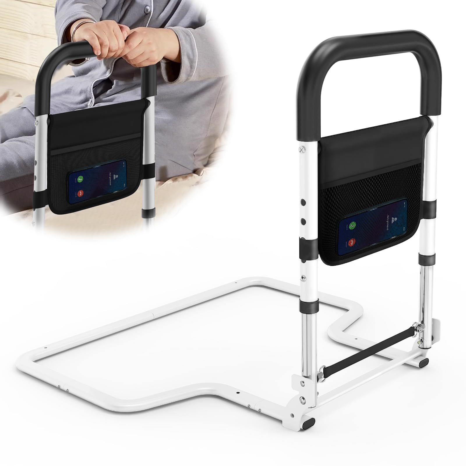Photo 1 of Rongfeng Bed Rails for Elderly Adults Safety, Bed Assist Rails for Seniors with Storage Pocket & Adjustable Grab Bar Guard Rail for Fits King, Queen, Full, Twin Bed, Support Up to 350lbs