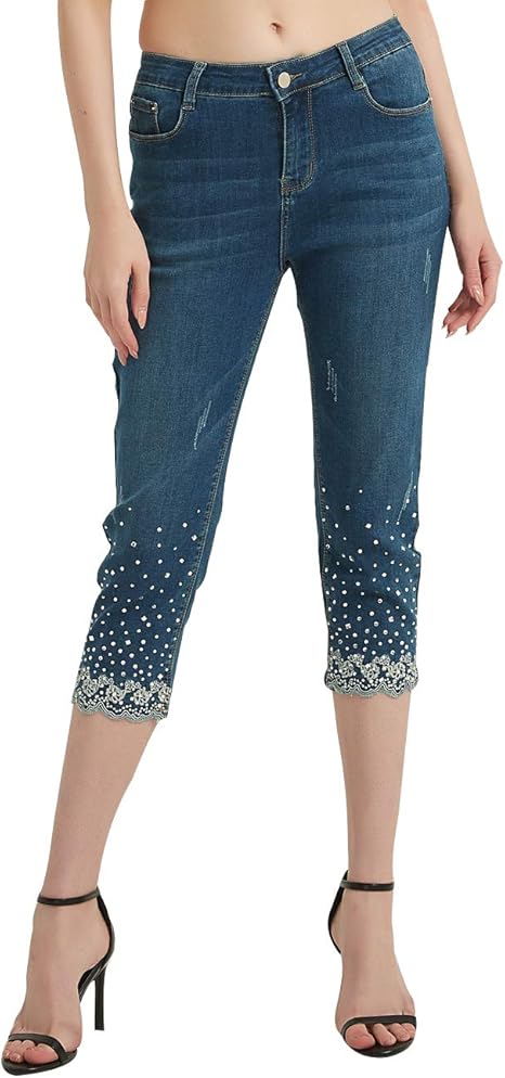 ladies denim capri jeans