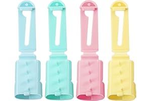 WILLBOND Yarn Guide Finger Holder Knitting Thimble Tool Plastic Yarn Guide Separated Yarns Tools for Crochet Knitting Crafts Accessories (Green, Blue, Yellow, Pink, 4 Pieces)