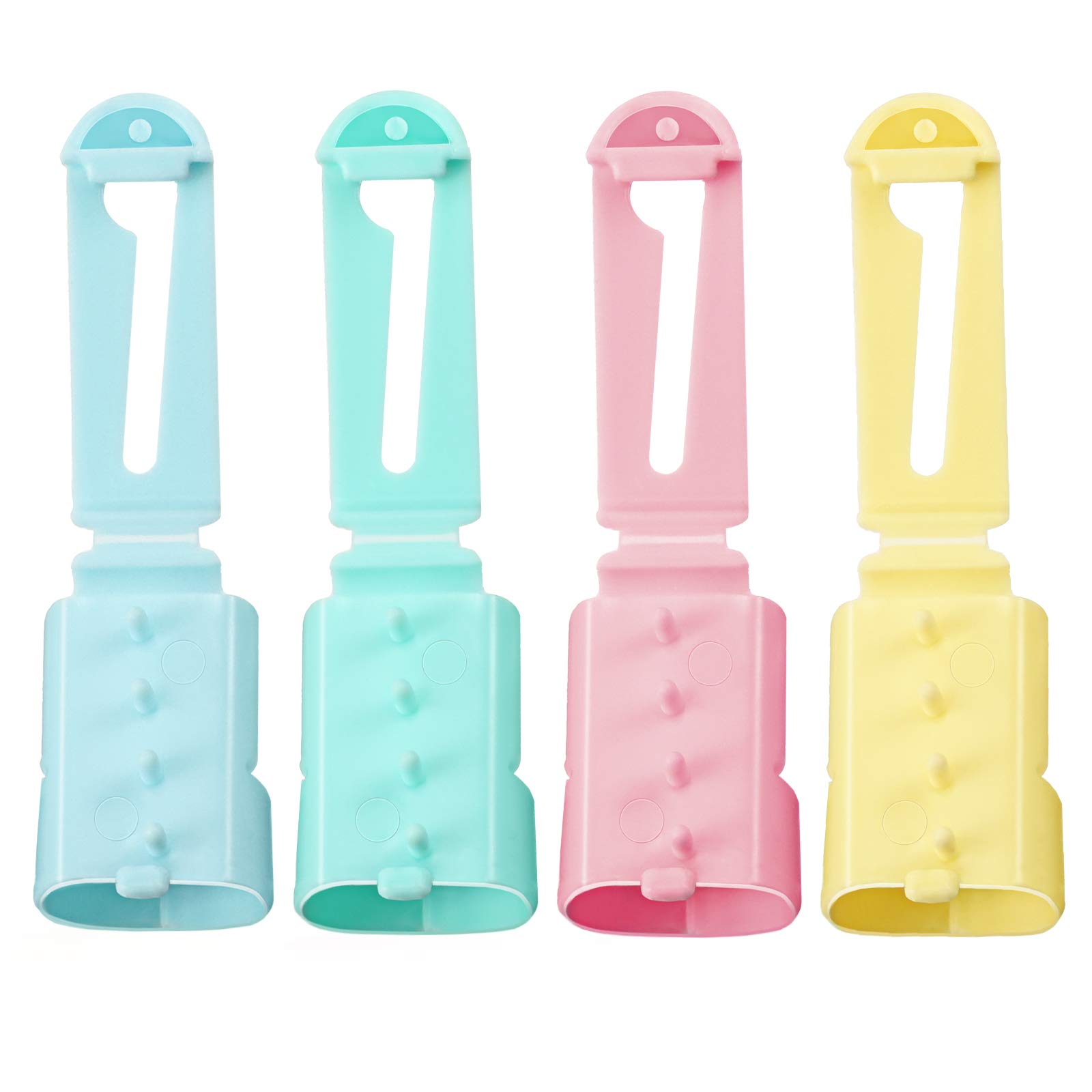 Yarn Guide Finger Holder Knitting Thimble Tool Plastic Yarn Guide Separated Yarns Tools for Crochet Knitting Crafts Accessories (Green, Blue, Yellow, Pink, 4 Pieces)