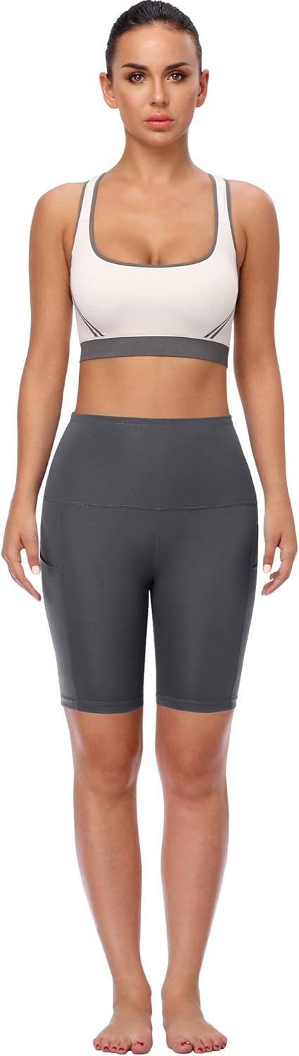 Cadmus Women's High Waist Workout Yoga Shorts Two Side Pocket: Clothing