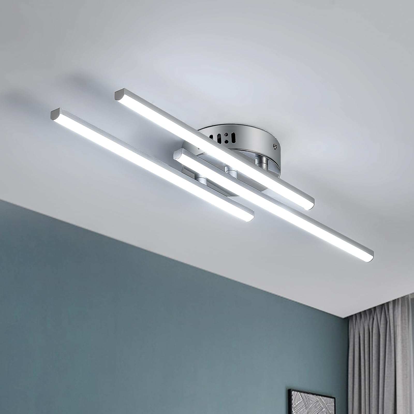 Comely LED Ceiling Light, 18W Curved Design Ceiling Lamp, 6500K Cool White 3 Built-in LED Boards, Modern Ceiling Fixture for Living Room Bedroom Dining Kitchen