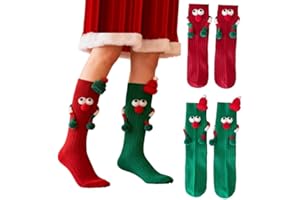 Christmas Holding Hands Socks, 2 Pairs Funny Cute Magnetic Socks, Crazy Holiday Socks Novelty Xmas Gifts for Couple
