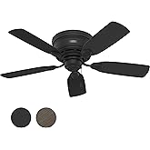 Hunter Fan 42 Inch Low Profile Matte Black Finish Indoor Ceiling Fan With 5 Blades and Pull Chain (Renewed)