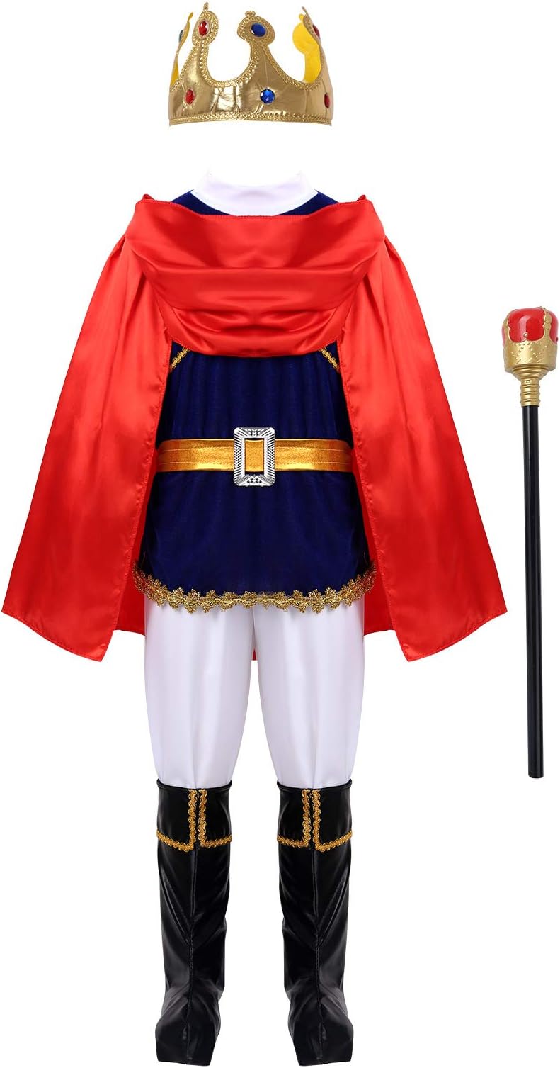 Alvivi Kids Boys Medieval King Prince Costume Halloween Cosplay Party School Role Play Outfits Fancy Dress up