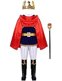 Alvivi Kids Boys Medieval King Prince Costume Halloween Cosplay Party School Role Play Outfits Fancy Dress up