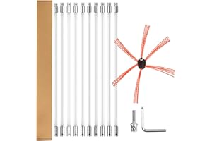 SUNINLIFE 33 Feet Chimney Sweep Kit Chimney Brush Cleaning Kit Rotary Chimney Cleaner System Fireplace Brush Tool with 10 Nylon Flexible Rods and Strong Brush Head
