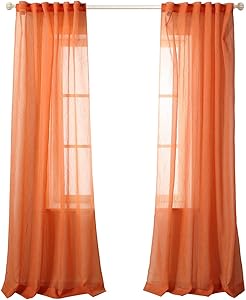 MYSKY HOME Crushed Voile Sheer Curtains for Living Room Back Tab and Rod Pocket Window Treatment Crinkle Sheer Curtains(2 Panels, 51