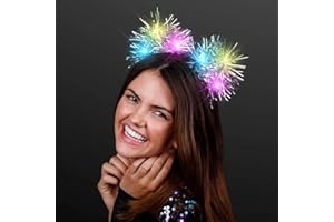 FLASHINGBLINKYLIGHTS Light Up Tinsel Kitty Cat Ear Headband with Color Change LED Lights