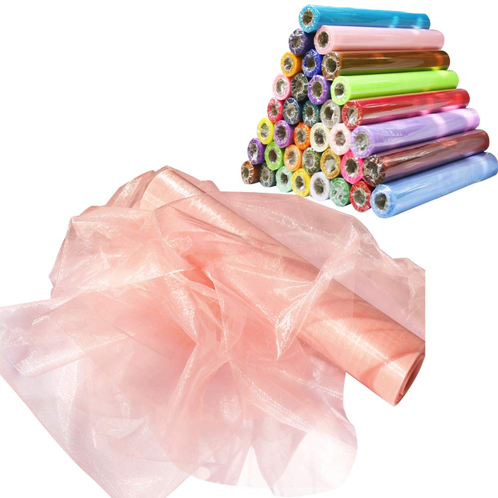 Time to Sparkle 26M x 29cm Sheer Organza Roll Sash Fabric Table Runner Sashes Chair Cover Bows Swags Wedding Party - Peach Schnapps