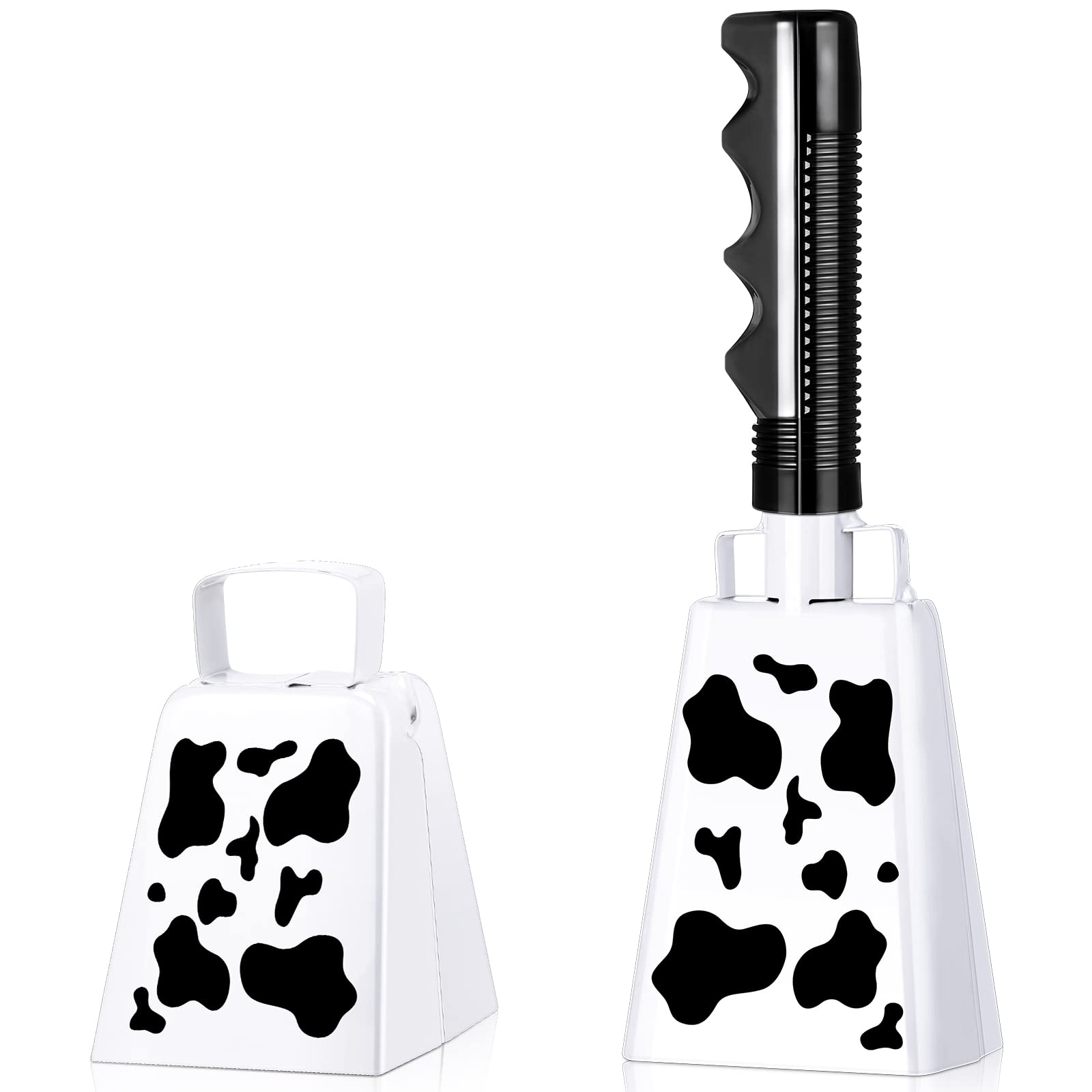 Photo 1 of 2 Pieces Cow Bell with Handle Noise Makers Cowbells for Sporting Events Football Games 8.6 Inch Hand Percussion Cheering Loud Call Bell Musical Instruments Call Bell Alarm for Parties(Lovely Style)