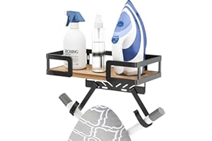 PAROTO Ironing Board Holder Wall Mount, Iron Board Wall Hanger, Sewing, Laundry Room Organization, Black, T&V Shaped Space Saving Iron Holder for Laundry Room Decor and Accessories, Organization and Storage