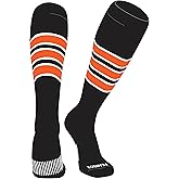 PEAR SOX Striped OTC Baseball, Softball, Football Socks (C) Black, White, Orange