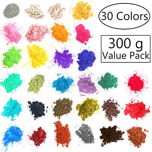 Mica [30 Colors 10gram/0.36ounze each] Mica powder for Soap Making Dye Kit,Powdered Pigments Set,Bath Bomb Dye Colorant,Makeup Dye Resin dye,Eye shadow, Blush,Nail art,Resin jewelry,Artist,Craft,Cards - Thumbnail 7
