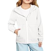 Haloumoning Girls Hooded Jackets Kids Waterproof Windbreaker Lightweight Rain Coats with Pockets 5-14 Years