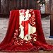 JYK 10 lbs King Ultra Silky Heavy Thick Korean Mink Bed Blanket, Two-Ply Printing Reversible (Flower&Red)