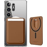 elago Magnetic Wallet for Samsung Galaxy S25, Ultra, Plus, Edge, Z Fold 7 & S24 Series - Durable Vegan Leather, Compatible with MagSafe - 3 Cards, Secure Phone Card Holder (Brown)