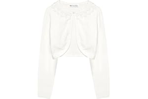 BOLEROSE Girls Long Sleeve Floral Lace Bolero Cardigan Kids Shrug Cover Up