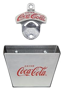 TableCraft Coca-Cola CC341361M Wall Mount Bottle Opener with Cap Catcher
