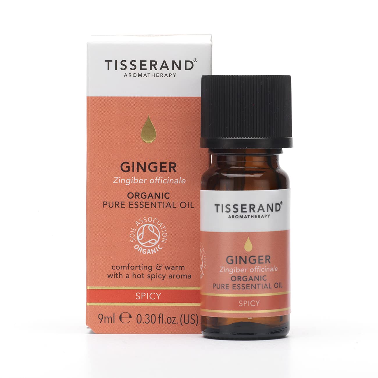 Tisserand Aromatherapy,Ginger - Organic Essential Oil,Massage Oil, Aromatherapy Oil, Skin Oil, Oil for Diffuser,100% Pure Essential Oil - 9ml