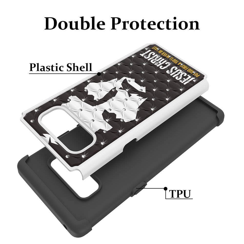 Note 8 Case, Galaxy Note 8 Case, MagicSky [Shock Absorption] Studded Rhinestone Bling Hybrid Dual Layer Armor Defender Protective Case Cover for Samsung Galaxy Note 8 (Jesus)