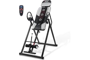 Teclor Inversion Table,Advanced Heat and Massage Function,Strength Training Inversion Table for Back Pain Relief,Heavy Duty Inversion Table 350 lbs Capacity with Wider and Thickened Backrest