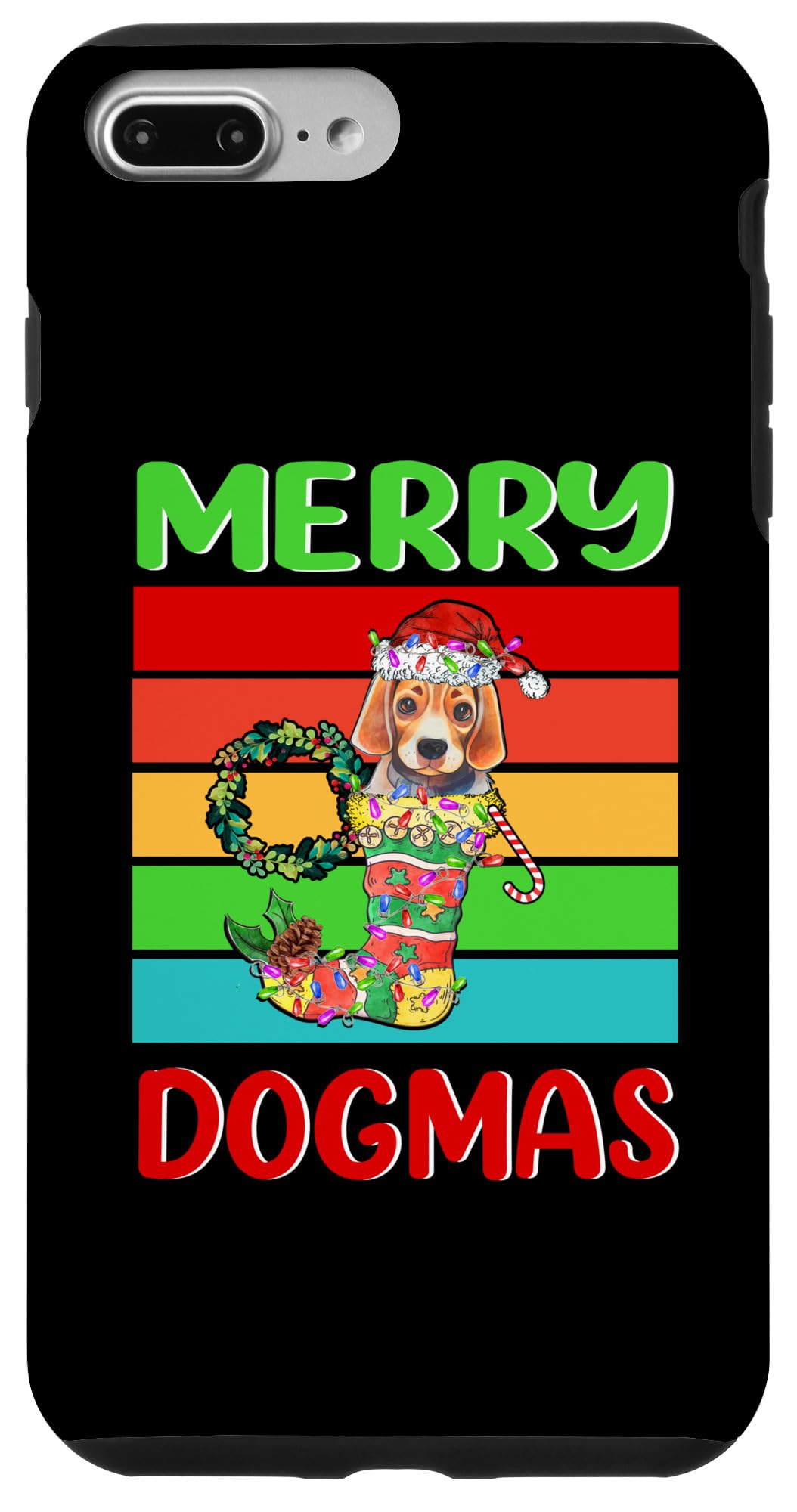 iPhone 7 Plus/8 Plus Merry Dogmas Beagle Christmas Dog Puppy Funny Xmas Case