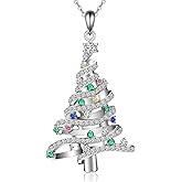 Wasee Christmas Tree Necklace for Women 925 Sterling Silver Christmas Tree Pendant Necklace Holiday Jewelry Gifts for Her