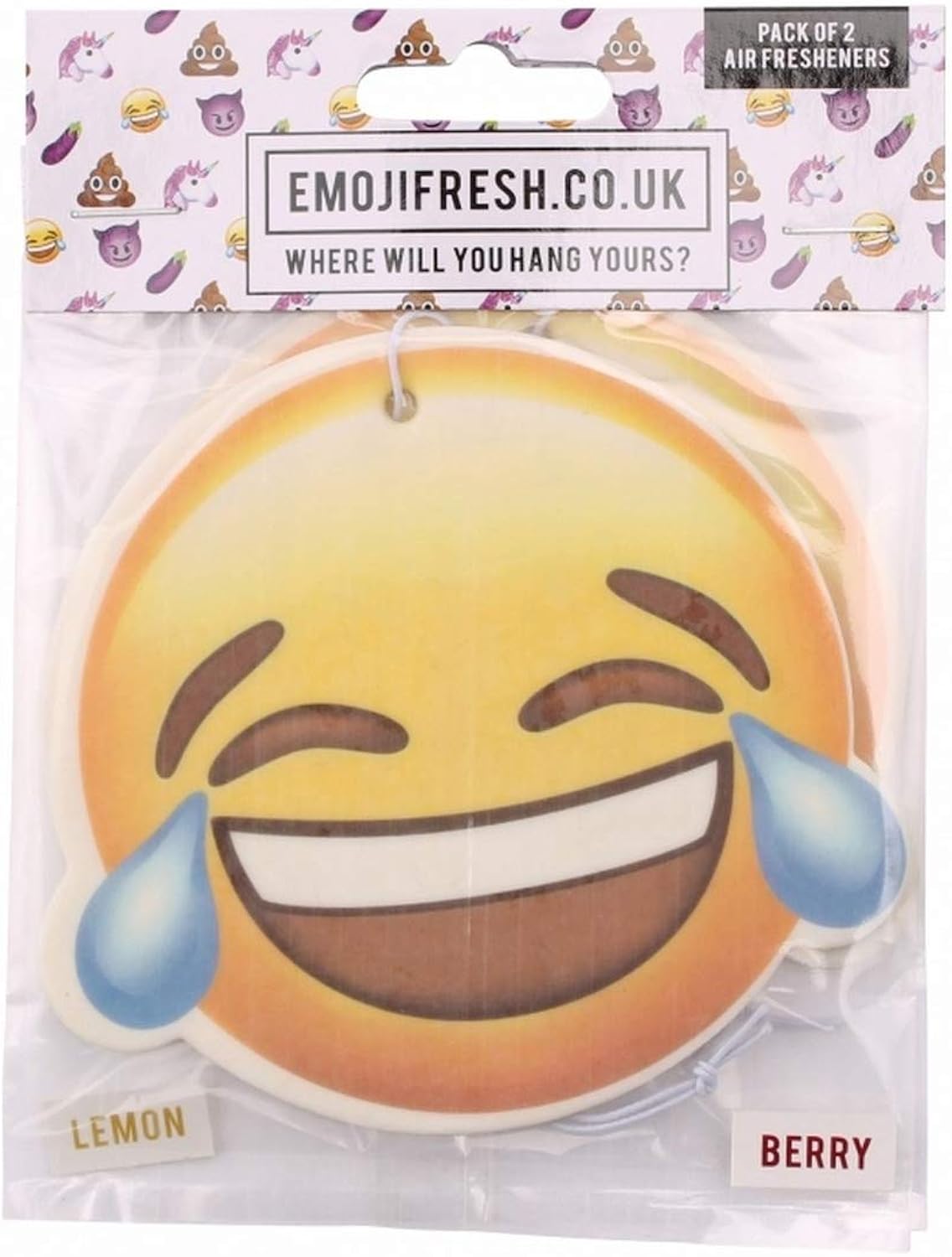 Amazon Co Jp エモジフレッシュ Emojifresh 嬉し泣き 絵文字 エアフレッシュナー 芳香剤 カー用品 2セット ワンサイズ イエロー 服 ファッション小物