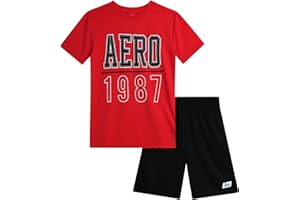 AEROPOSTALE Boys' Active Shorts Set - 2 Piece Short Sleeve T-Shirt and Mesh Gym Shorts - Activewear Outfit for Boys (4-12)