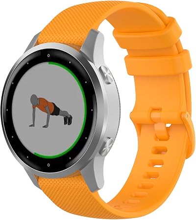 Wownadu 18mm Silicone Yellow Strap for Garmin Vivoactive 4S Venu 3S/2S FR