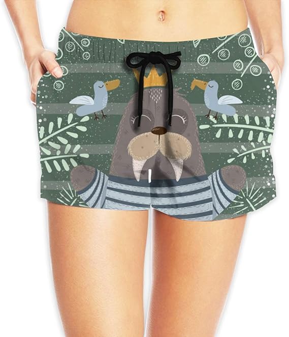 Amazon Co Jp かわいい睡眠セイウチ レギュラーショーツ レディース スポーツ ショートパンツ フィットネス パンツ おしゃれ ビーチ 余暇 パンツ 服 ファッション小物