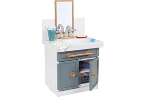 Little tikes First Bathroom Sink with Real Working Faucet Pretend Play for Kids, 12 Bathroom Accessories, Interactive Unique 