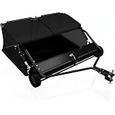 AUTOSAVER88 42" Lawn Sweeper Tow Behind with Adjustable Sweeping Height | Leaf &amp; Grass Collector with Dumping Rope Design, 13 Cu.ft Hopper Pull Behind Lawn Sweeper for Leaves, Grass &amp; Debris