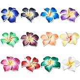 Craftdady 200Pcs Polymer Clay Plumeria Flower Beads Mixed Colors Blossom Floral Spacer Loose Beads Side Drilled 20mm for Hawaiian Summer Jewelry Craft Making