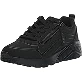 Skechers Kids Girls Uno Lite - Easy Zip Sneaker, Black/Black, 13.5 Little Kid