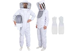 YORKING Bee Suit for Men Women with Fencing & Round Veils, Sting Proof Beesuits Beekeeper Kit with Gloves Full Body Beekeeping Supply