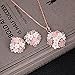 POKICH Women Rose Gold-Tone Pink Flower Stud Earring and Necklace Set Sweet Jewelry Set