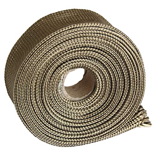 Titanium Fiberglass Heat Wrap Wire Shield Sleeve- 1" ID X 10' Adjustable Titanium Exhaust Heat Shield Spark Plug Wire Heat Shield Roll For Car&Auto Wire Loom Brake Line Cable line sleeve protection