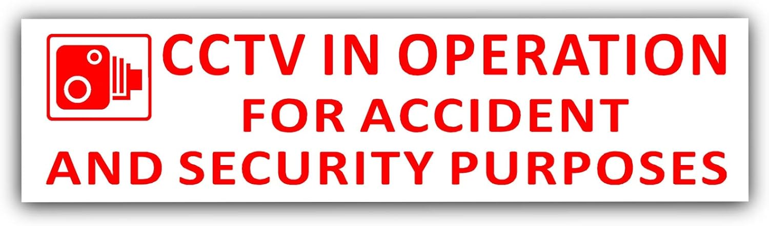 1 x CCTV in Operation for Accident and Security Purposes-7.9 Inch x 2 Inch-External RED/White-Window Sticker-CCTV Sign-Car,Van,Lorry,Truck,Taxi,Bus,Mini Cab,Minicab-Go Pro,Dashcam