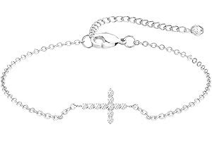 Moodear Christmas Gifts Sotcking Stuffers, Dainty 925 Sterling Silver/14k Gold Plated CZ Cross Bracelet Layered Snake Pearl Chain Knot Bracelets for Women Trendy Religious Christian Jewelry