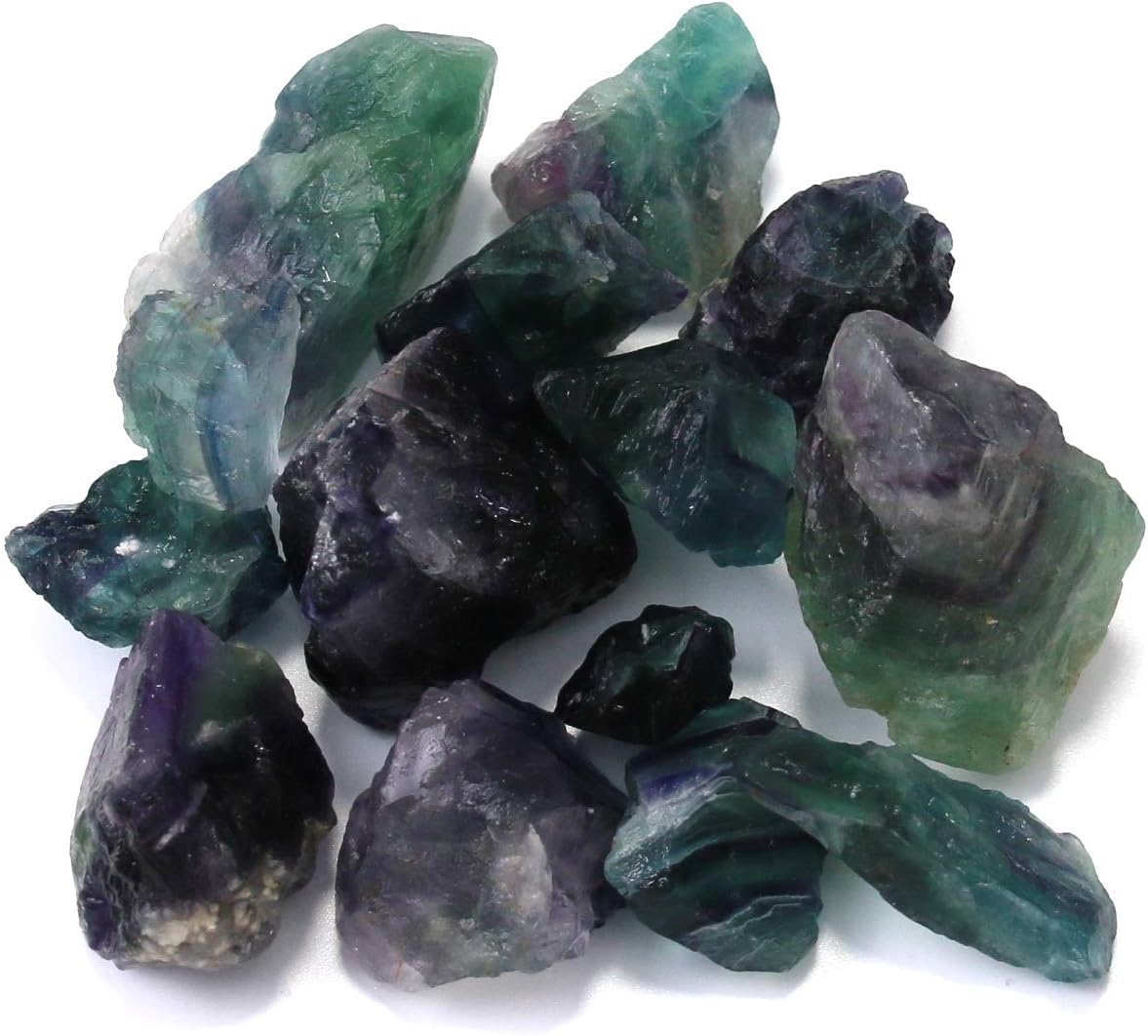 Nvzi Rainbow Fluorite Crystals, Chrysocolla Crystal, Tumbling Rough Rocks, Calcite Crystal, Raw Crystals and Healing Stones, Indoor Fountain Stones & Sea Glass, Reiki Crytsal Healing: Furniture & Decor