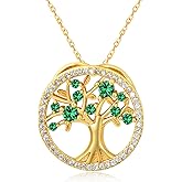 SILBAZ Tree of Life Necklace for Women 18K Gold Plated Tree Pendant with Cubic Zirconia Family Tree Jewelry Valentine's Day Mother's Day Gift for Mom Wife