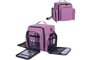 UOZL 60 Bottles Nail Polish Organizer Box - Portable travel storage box with 2 detachable bags, designed for women's nail tools, essential oils and cosmetics sets Purple