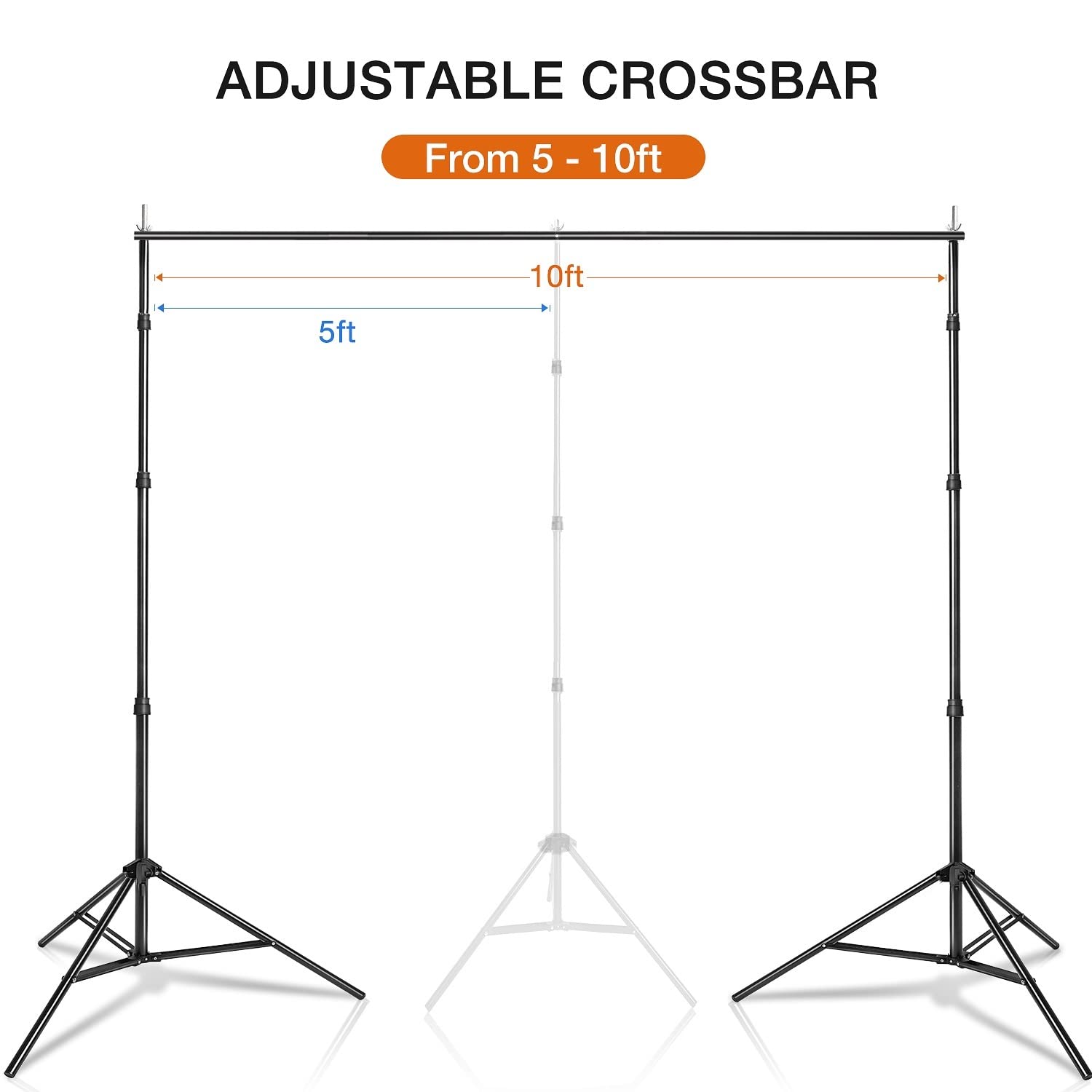 10 X 10 ft Photo Video Studio Background Support Stand, Adjustable Heavy Duty Photography Backdrop Support System Kit for Photoshoot Party Video Creator