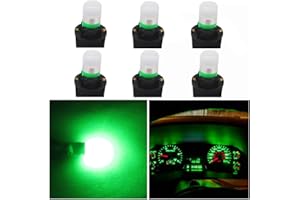 WLJH Green 194 Led Lights Car Dashboard Instrument Panel Bulbs Gauge Tach Speedometer 168 2825 T10 Led Bulb PC195 PC194 Twist Socket Dash Cluster, Pack of 6
