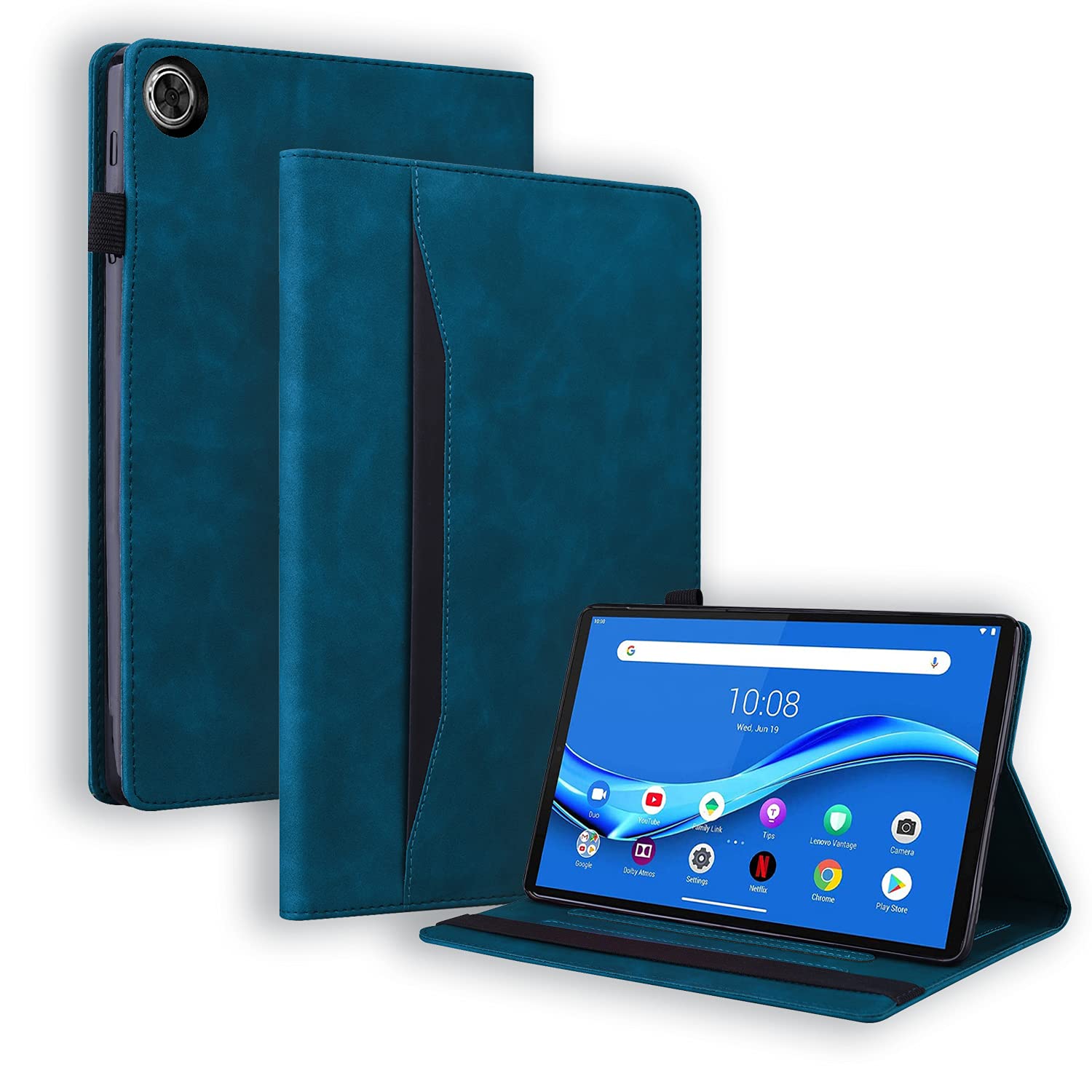 Auslbin Case for Lenovo Tab M10 FHD Plus 10.3 Inch TB-X606X/X606F Tablet,[Premium PU Leather][Auto Wake/Sleep][Pen Holder][Multi Angle Kickstand][with Card Slots] - Blue